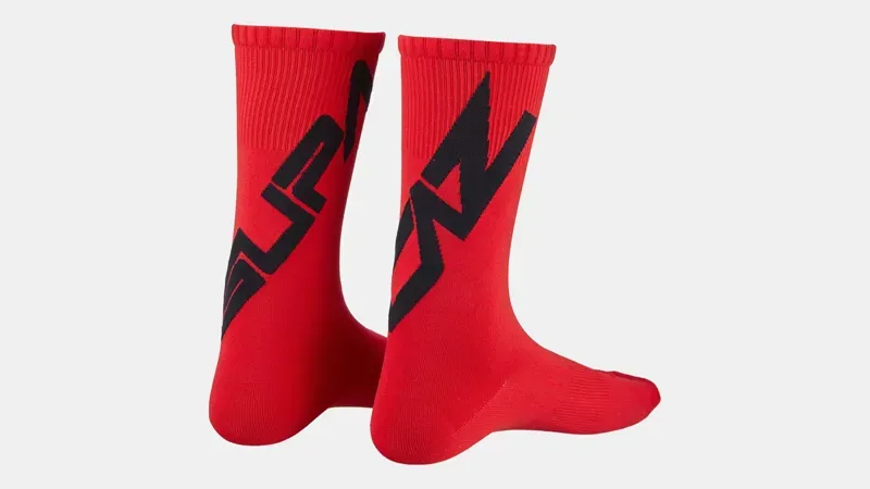 Specialized Supacaz SupaSox Twisted Socks in Black/Red
