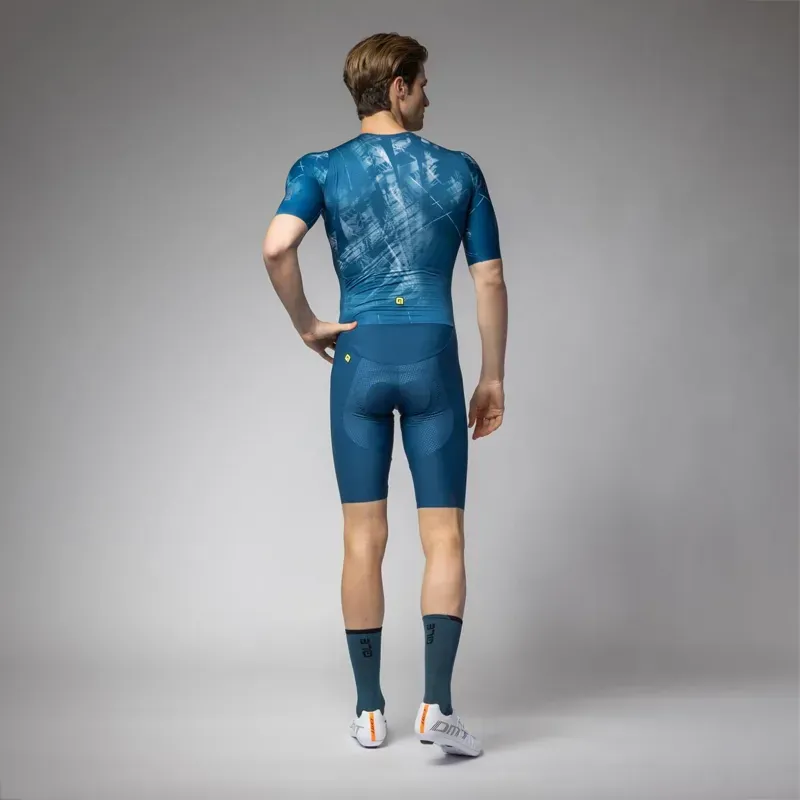 Ale Clothing Mirror PR-E Short Sleeved Skinsuit in Blue-1
