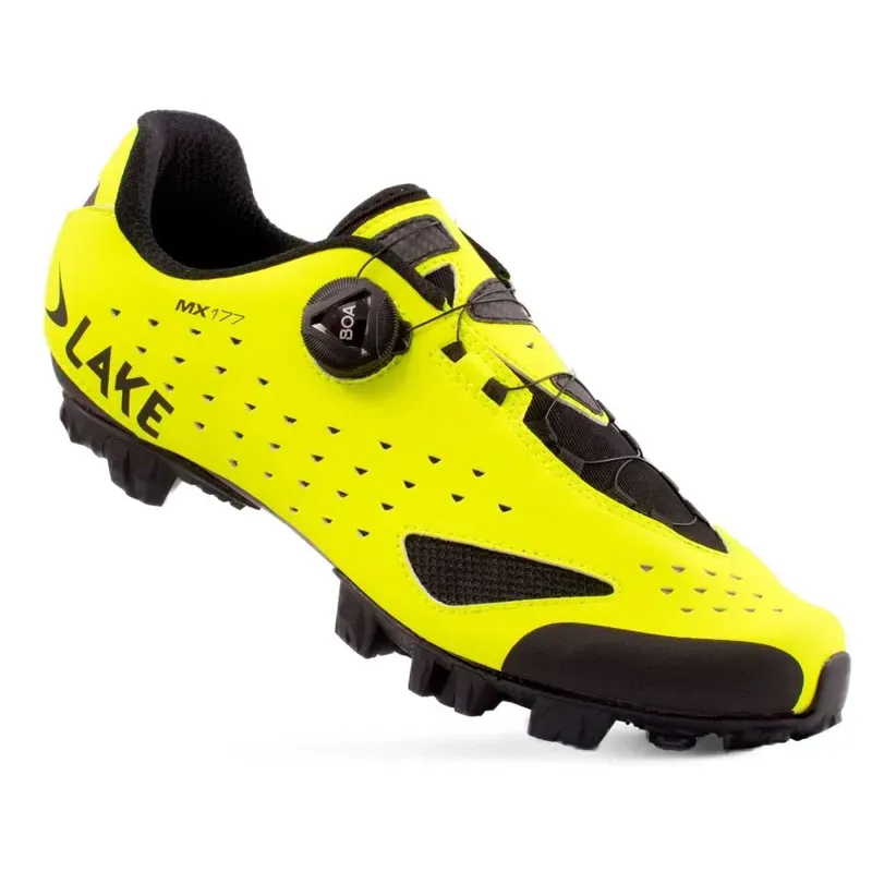 Lake MX177 BOA Wide MTB Shoes in HiViz Yellow