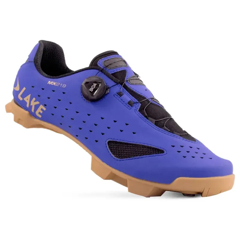 Lake MX219 BOA Wide MTB Shoes in Clarino Strong Blue/Gold