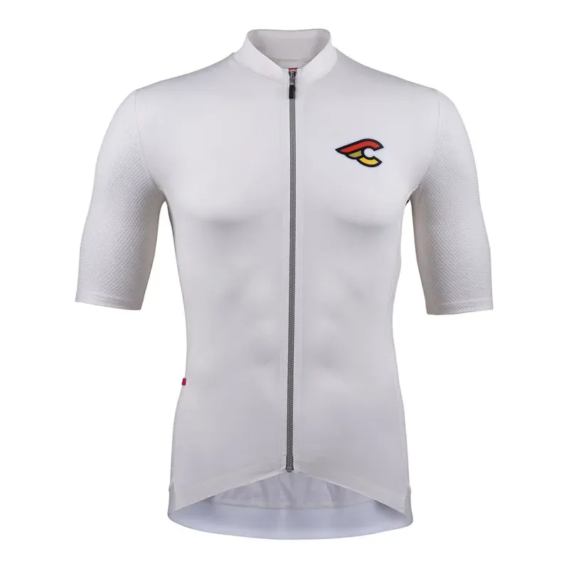 Cinelli Tempo We Bike Harder Zipped Short Sleeved Jersey in White