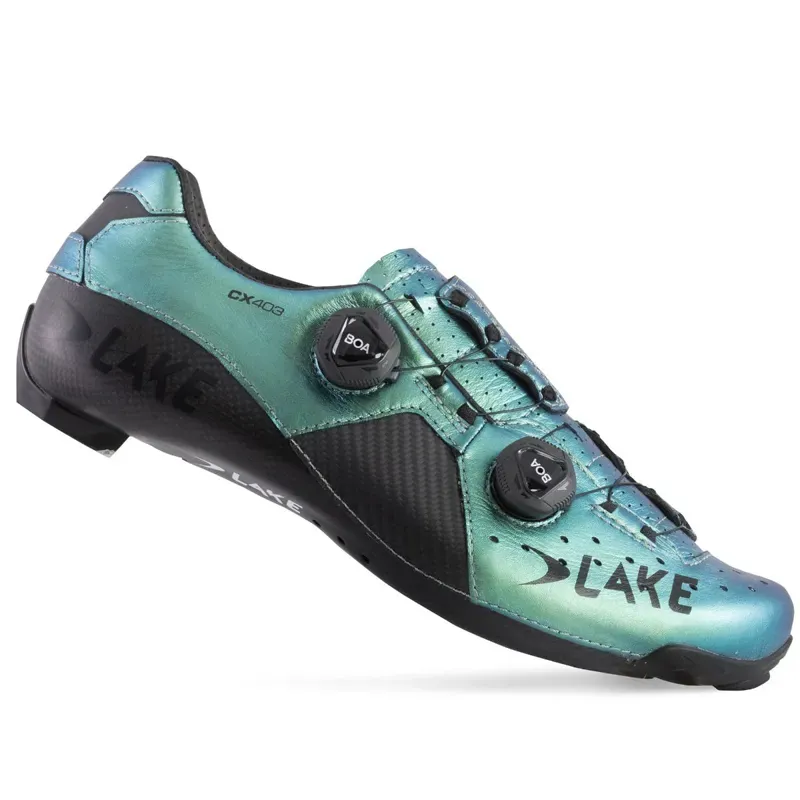 Lake CX403 CFC Carbon Wide Fit Road Shoes in Green