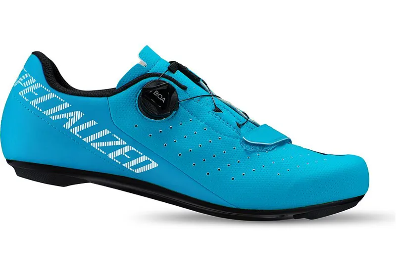 blue cycling shoes