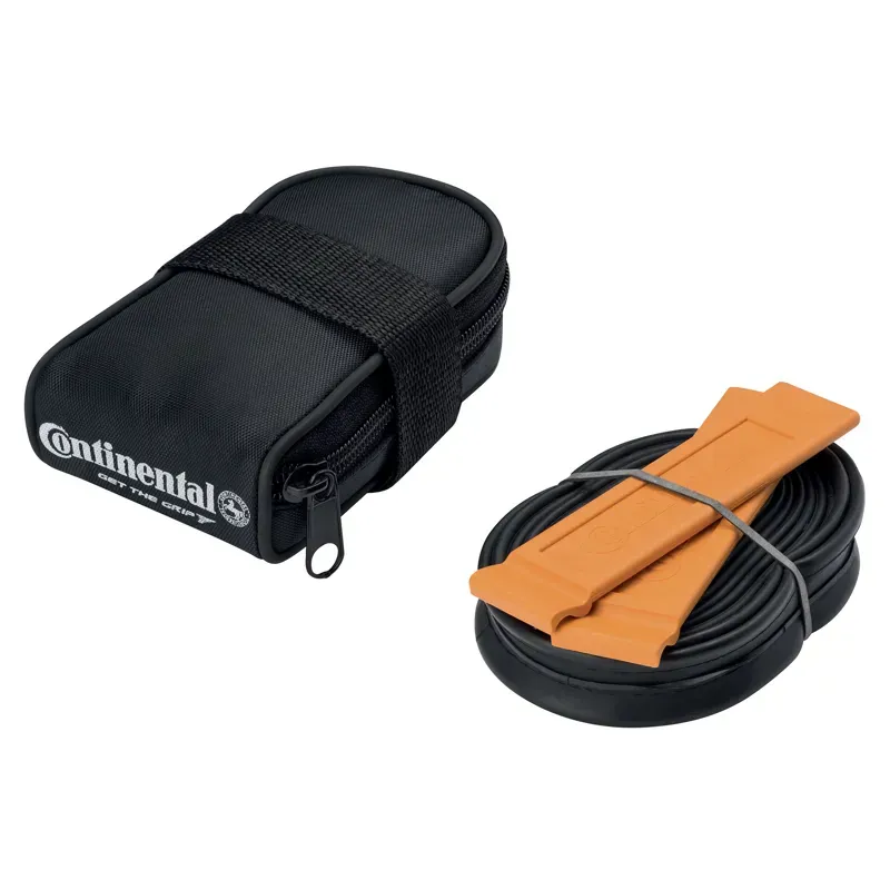 Continental Road Saddle Bag With Race 700 X 20-25 Presta 48mm Valve Tube And 2 Tyre Levers in Black