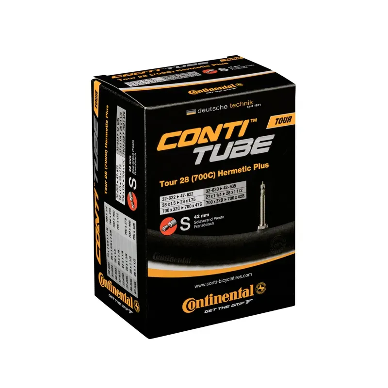 Continental Tour Hermetic Plus 42mm Presta Valve Tube in Black
