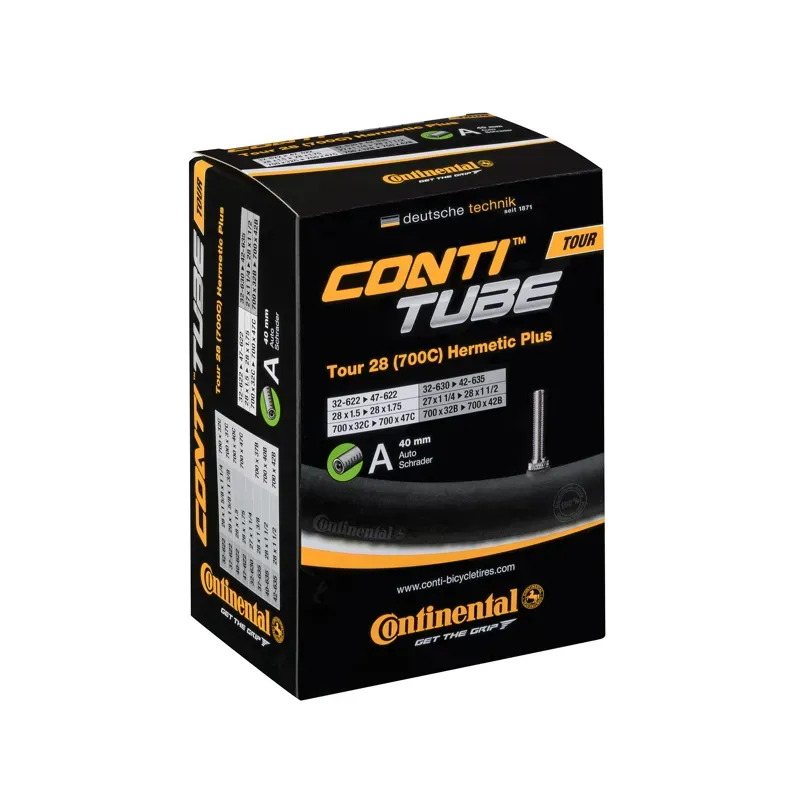 Continental Tour Tube Hermetic Plus Schrader 40mm Valve in Black